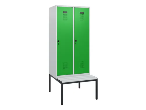 locker met bank,HxBxD 1950x800x815mm,2vak,vak B 400mm,draaigrendel