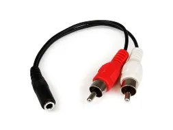 15cm stereo/audiokabel 3,5 mm vrouwelijk naar 2x RCA mannelijk