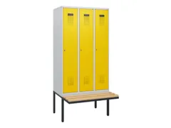 locker met bank,HxBxD 1950x900x815mm,3vak,vak B 300mm,cilinderslot