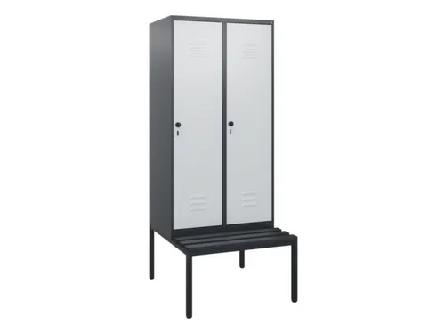 locker met bank,HxBxD 1950x800x815mm,2vak,vak B 400mm,draaigrendel