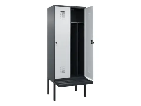 locker met bank,voor scheiding van kleding,HxBxD 2120x800x815mm,2vak