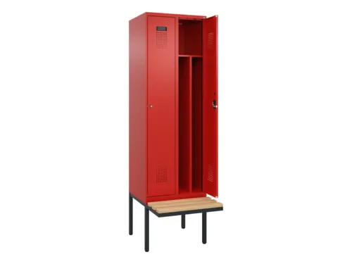 locker met bank,voor scheiding van kleding,HxBxD 2120x600x815mm,2vak