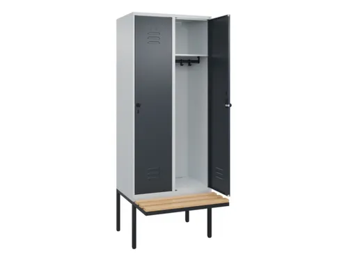 locker met bank,HxBxD 2120x800x815mm,2vak,vak B 400mm,draaigrendel