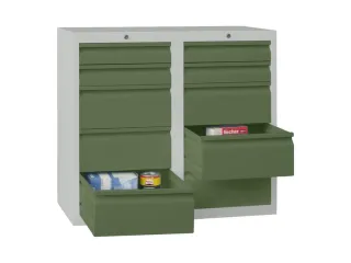 ladekast HxBxD 900x1000x500mm 10laden RAL7035 front RAL6011 - 2