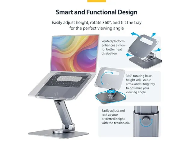 Telescopische Laptopstandaard Draagvermogen Tot 5kg Zilver