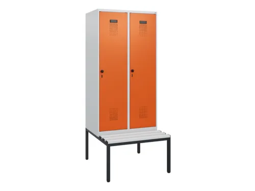 locker met bank,HxBxD 1950x800x815mm,2vak,vak B 400mm,draaigrendel