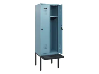 locker met bank,HxBxD 1950x600x815mm,2vak,vak B 300mm,draaigrendel - 1