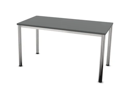 Vergadertafel Hxbxd 74x140x70cm 4-poots Verchroomd Ms-donkergrijs