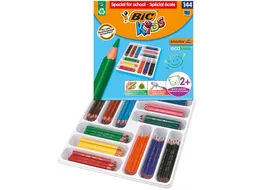 Kleurpotloden BicKids Evolution ecolutions ass schoolbox à 144 stuks