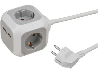 Stekkerblok Brennenstuhl 4 voudig inclusief 2 USB 140cm wit/grijs - 1