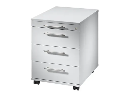 Mobiel Ladenblok Wit 590x430x580mm 3 Laden 1pennenlade Stanggreep