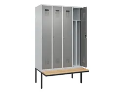 locker met bank,voor scheiding van kleding,HxBxD 2120x1200x815mm,4vak