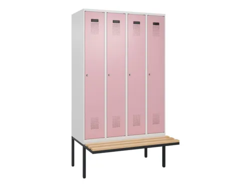 locker met bank,HxBxD 2120x1200x815mm,4vak,vak B 300mm,cilinderslot