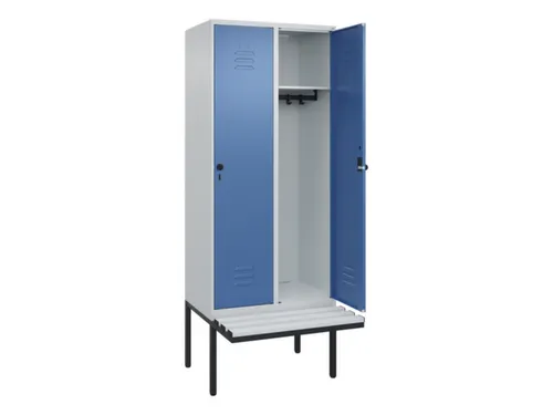 locker met bank,HxBxD 2120x800x815mm,2vak,vak B 400mm,draaigrendel