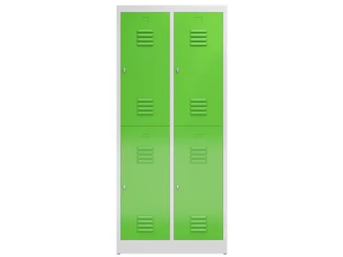 Dubbeldekse garderobekast 1800x800x500mm 2x2vak 400mm RAL7035 RAL6018