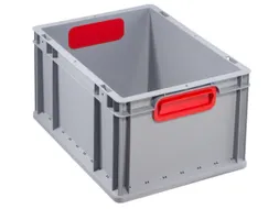 Euronorm-Stapelbak 400x300mm 220mm H Pp Wand/Bodem Gesloten Grijs/Rood