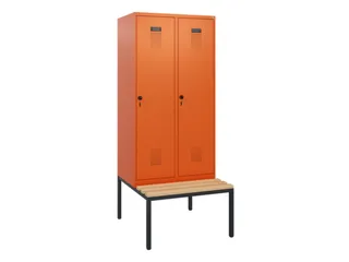 locker met bank,HxBxD 1950x800x815mm,2vak,vak B 400mm,draaigrendel - 2