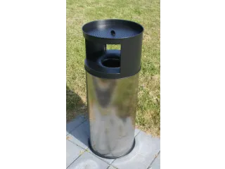 RVS combi-asbak,HxØ 900x380mm,afvalbak inhoud 75l,romp RVS,bluskop - 3