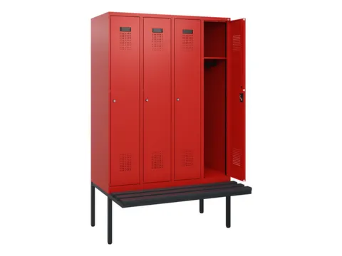 locker met bank,HxBxD 1950x1200x815mm,4vak,vak B 300mm,cilinderslot
