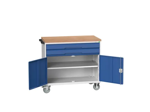 gereedschapswagen 980x1050x600mm multiplexblad 2 laden+Kast RAL5010