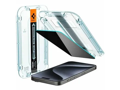 Spigen AGL07120 Privacy Screen Protector iPhone 15 Pro Glas.tR EZ Fit
