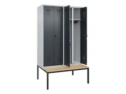 locker met bank,voor scheiding van kleding,HxBxD 2120x1200x815mm,4vak