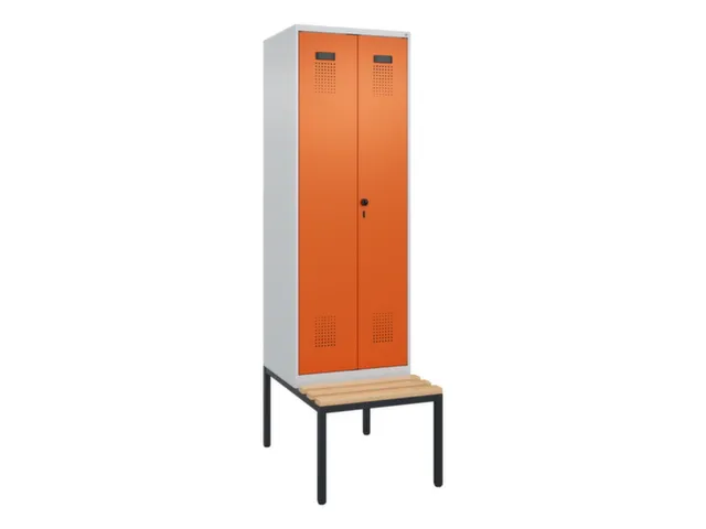 locker met bank,voor scheiding van kleding,HxBxD 2120x600x815mm,2vak