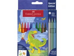 Viltstift Faber-Castell Dino 10x stand. Kleur+3x metallic kleur incl.