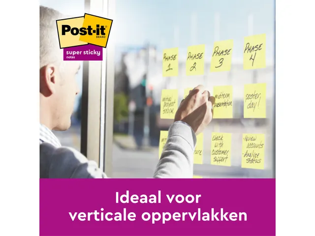 Memoblok 3M Post-it 622 Super Sticky 47.6x47.6mm geel 21 + 3 gratis