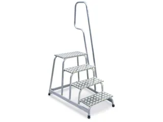 Montagetrap Aluminium H0 8m 4treden Platform Treden Traanplaat Leuning - 1