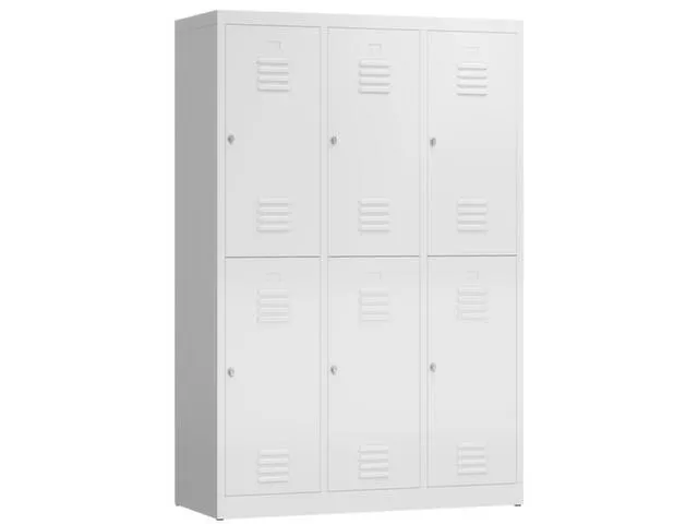 Dubbeldekse garderobekast 1800x1185x500mm 3x2vak 400mm RAL9003