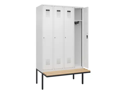 locker met bank,HxBxD 2120x1200x815mm,4vak,vak B 300mm,cilinderslot