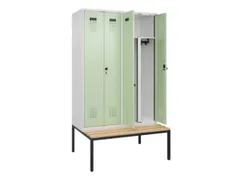 PBM-locker met bank,HxBxD 2120x1200x815mm,4vak,vak B 300mm