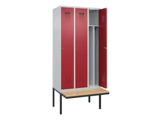 locker met bank,voor scheiding van kleding,HxBxD 2120x900x815mm,3vak - 1