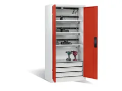 acculaadkast 1950x930x500mm 15stekkerdozen 230V ventilator fr. RAL3000