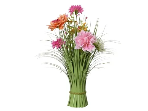 Kunstgras Everlands met bloemen roze 40cm polyester