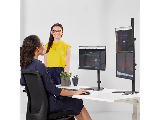 Bras écran Fellowes Seasa double vertical sur pied noir