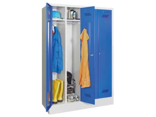garderobekast,HxBxD 1850x1170x500mm,4vak,RAL7035,front RAL5012