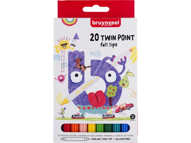 Bruynzeel kids Super Point viltstiften set 20 kleuren