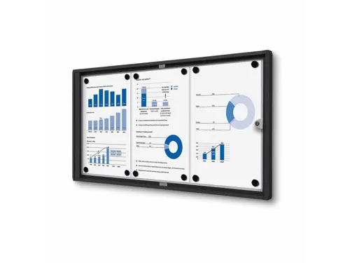 Vitrinekast Mededelingenbord Indoor Economy 3xA4 Zwart
