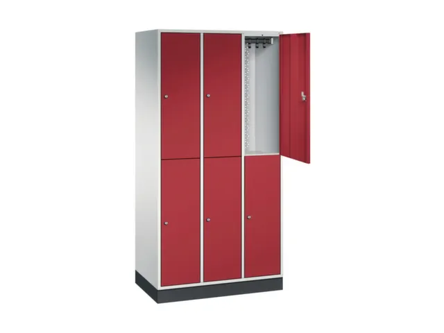 Dubbeldekse garderobekast,RAL 7035/RAL 3003,HxBxD 1950x920x500mm