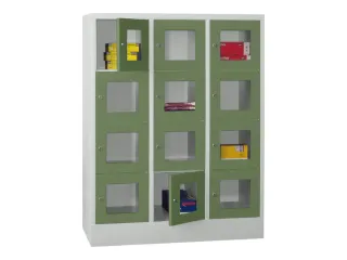 lockerkast,HxBxD 1518x1200x500mm,3x4vakken,RAL7035,front RAL6011 - 2