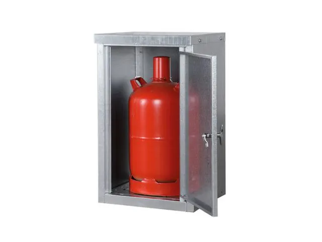 gasflessenkast,v. 1x11kg fles,HxBxD 750x460x400mm,m. dak,vleugeldeur