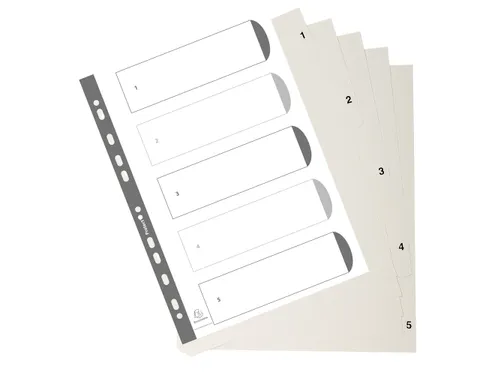 Bedrukte Tabbladen A4 Grijs PP 5-Delig 1-5 11-Gaats index
