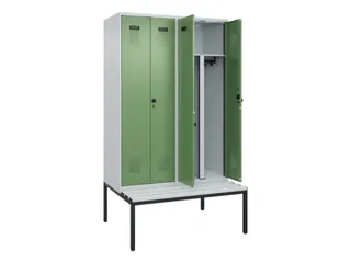 PBM-locker met bank,HxBxD 2120x1200x815mm,4vak,vak B 300mm - 1