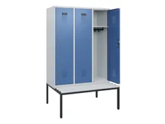 locker met bank,HxBxD 1950x1200x815mm,3vak,vak B 400mm,cilinderslot