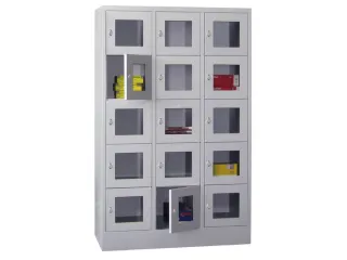 lockerkast,HxBxD 1850x1200x500mm,3x5vakken,RAL7035,front RAL7035 - 1