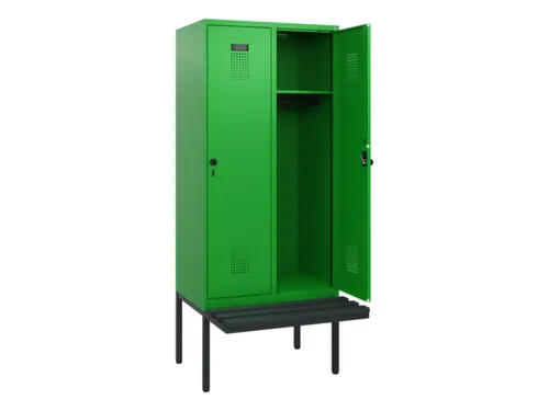 locker met bank,HxBxD 1950x800x815mm,2vak,vak B 400mm,draaigrendel