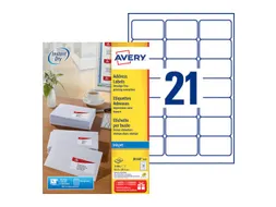 Adresetiket Avery J8160-100 63.5x38.1mm Inkjet Wit 2100 stuks