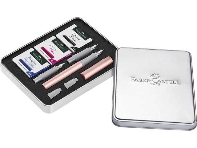 Kalligrafietset Faber-Castell Grip Pearl roze F + 1.4 en 1.8 punt en 3 | FaberCastellShop.nl